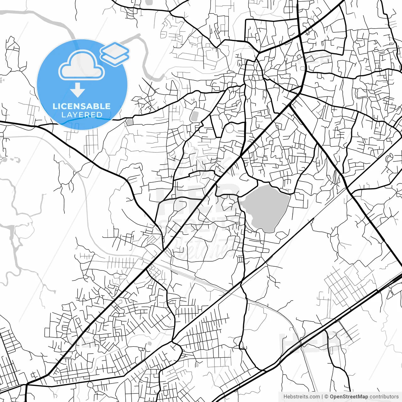 Layered PDF map of Bhiwandi, Maharashtra, India