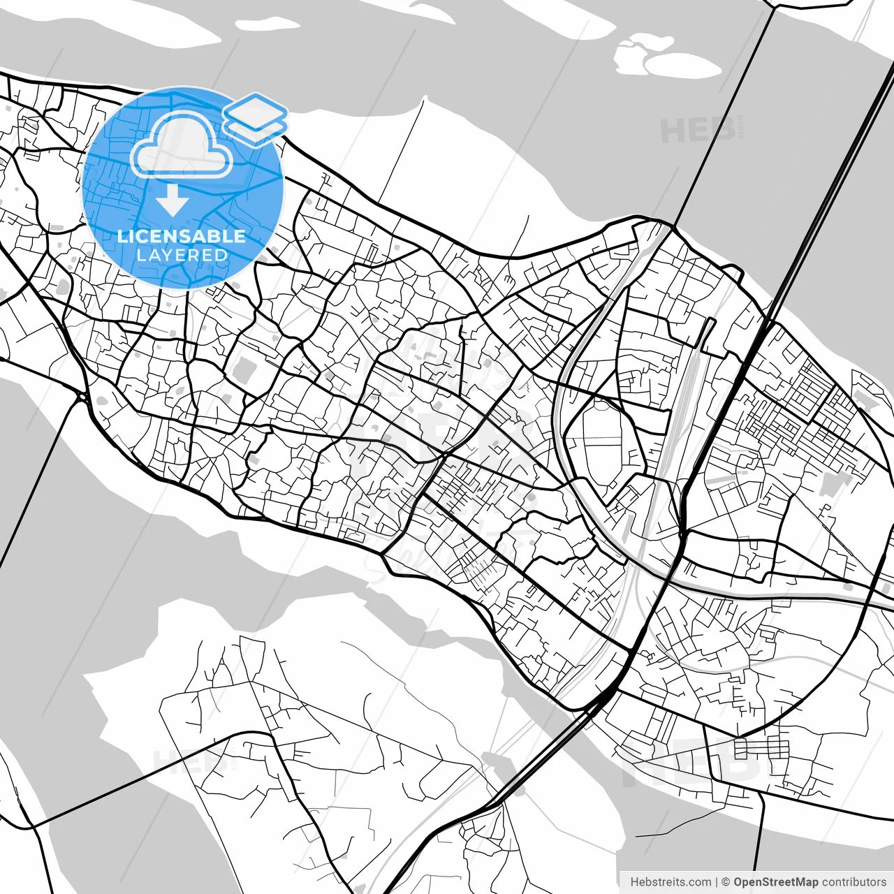 Layered PDF map of Cuttack, Odisha, India
