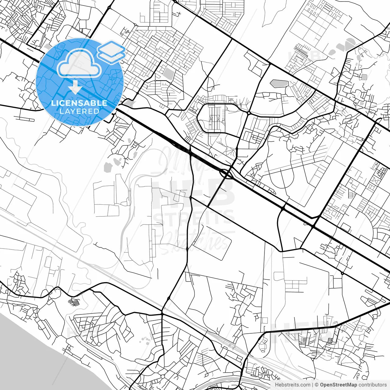 Layered PDF map of Durgapur, West Bengal, India