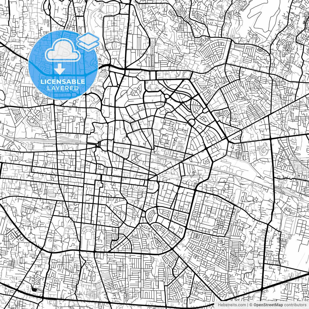 Layered PDF map of Bandung, West Java, Indonesia