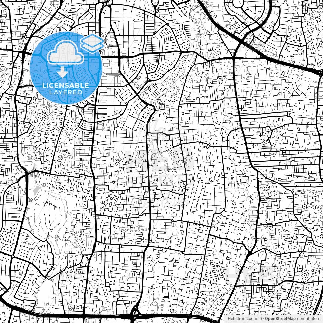 Layered PDF map of South Jakarta, Indonesia