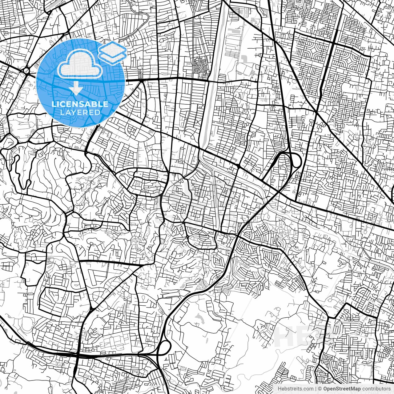 Layered PDF map of Semarang, Central Java, Indonesia