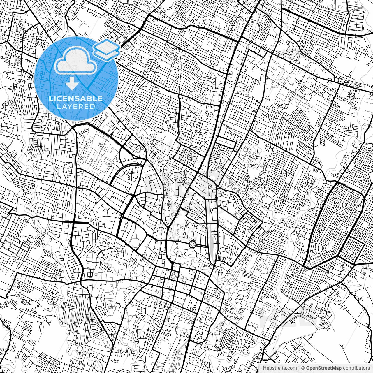 Layered PDF map of Malang, East Java, Indonesia