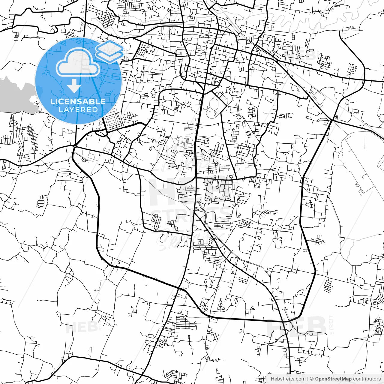Layered PDF map of Tasikmalaya, West Java, Indonesia