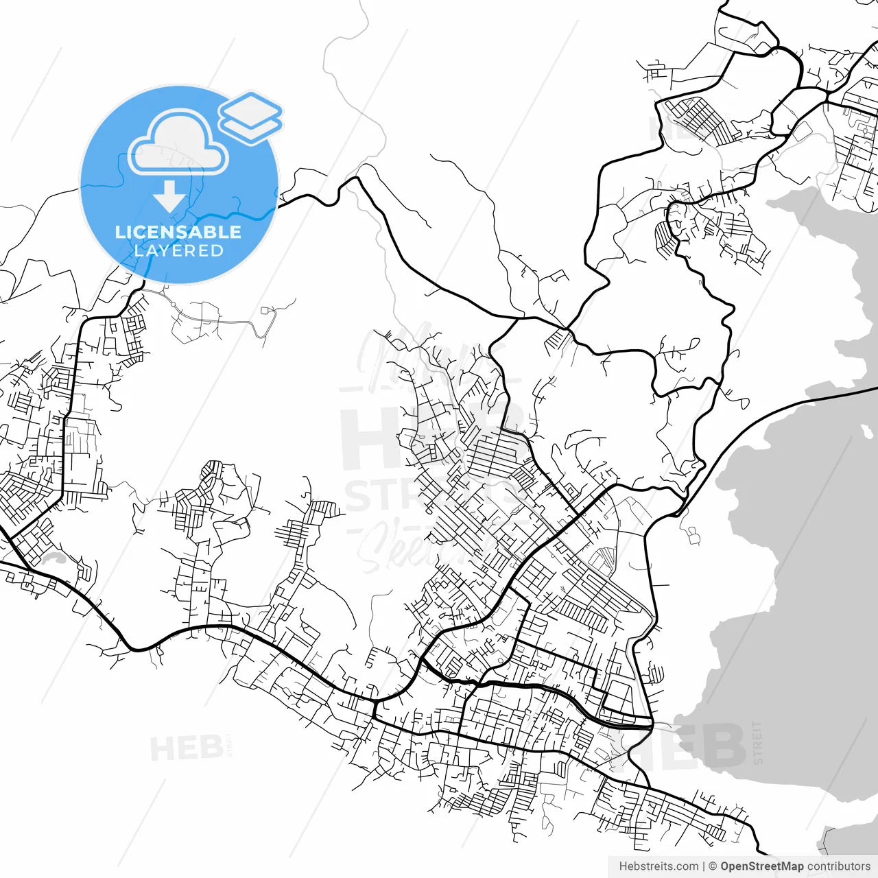 Layered PDF map of Jayapura, Papua, Indonesia