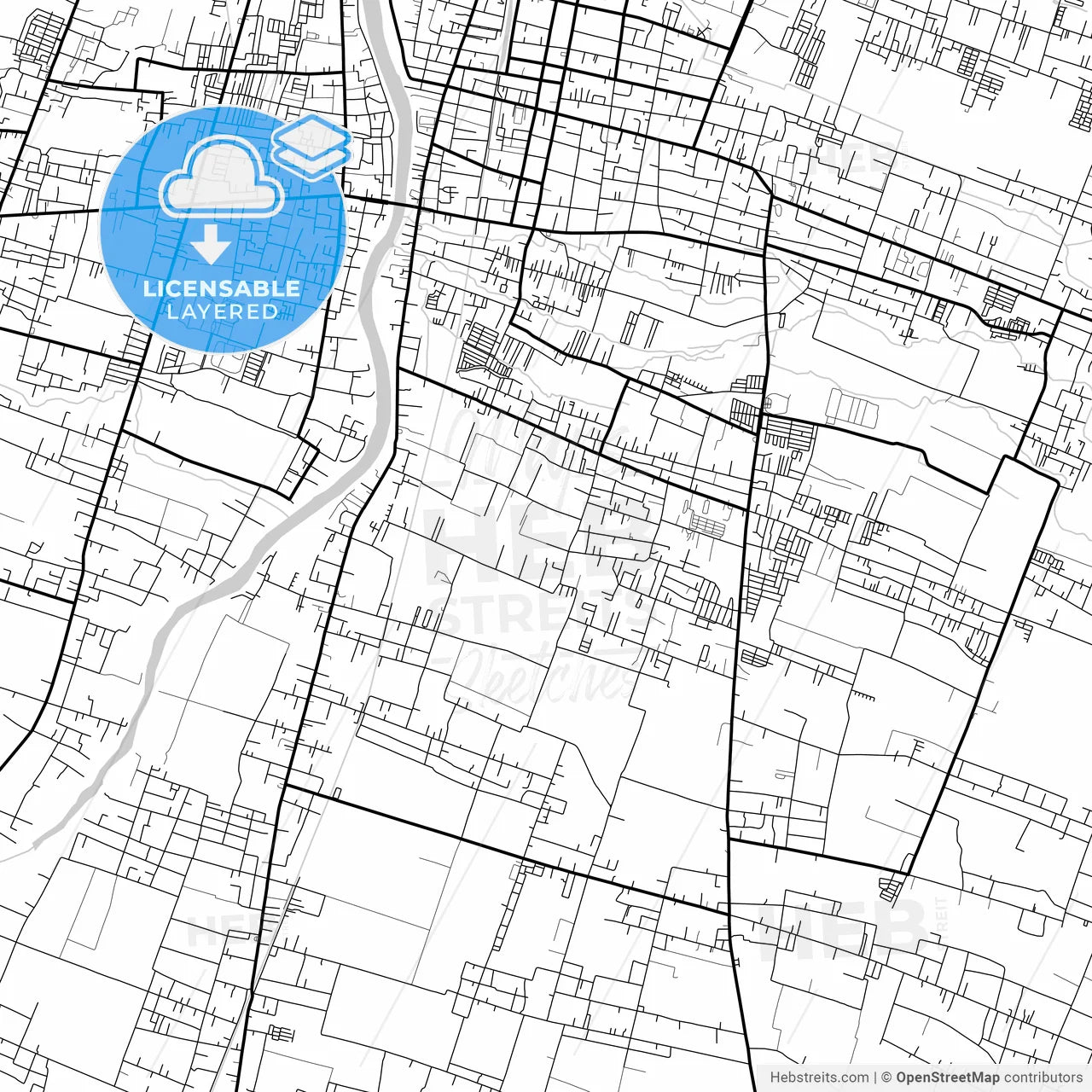 Layered PDF map of Kediri, East Java, Indonesia