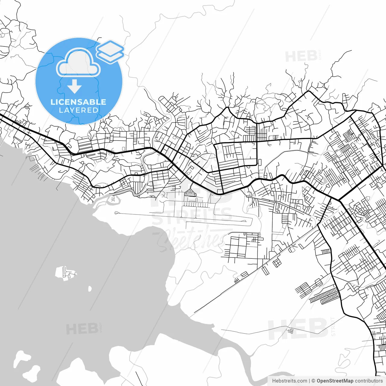 Layered PDF map of Sorong, Papua Barat, Indonesia