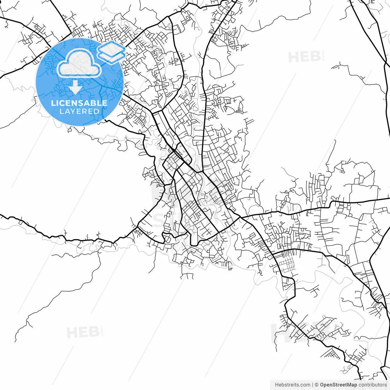 Layered PDF map of Padang Sidempuan, North Sumatra, Indonesia