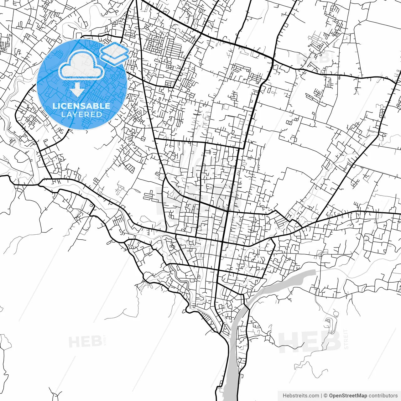 Layered PDF map of Gorontalo, Gorontalo, Indonesia