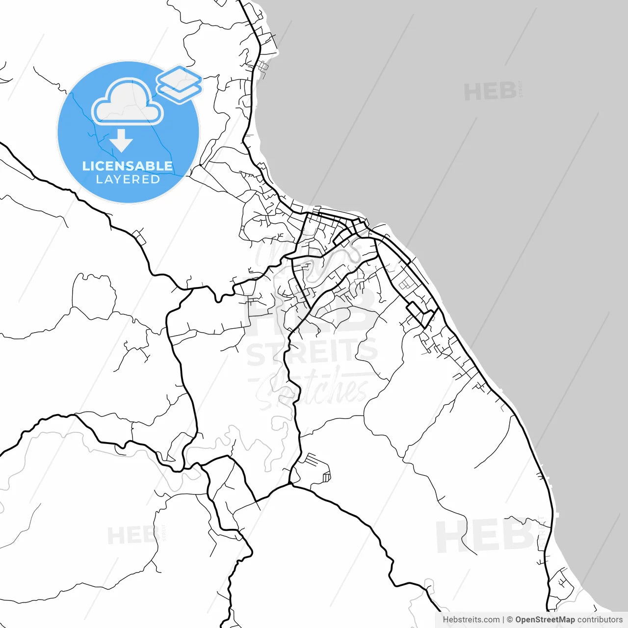 Layered PDF map of Gunungsitoli, North Sumatra, Indonesia