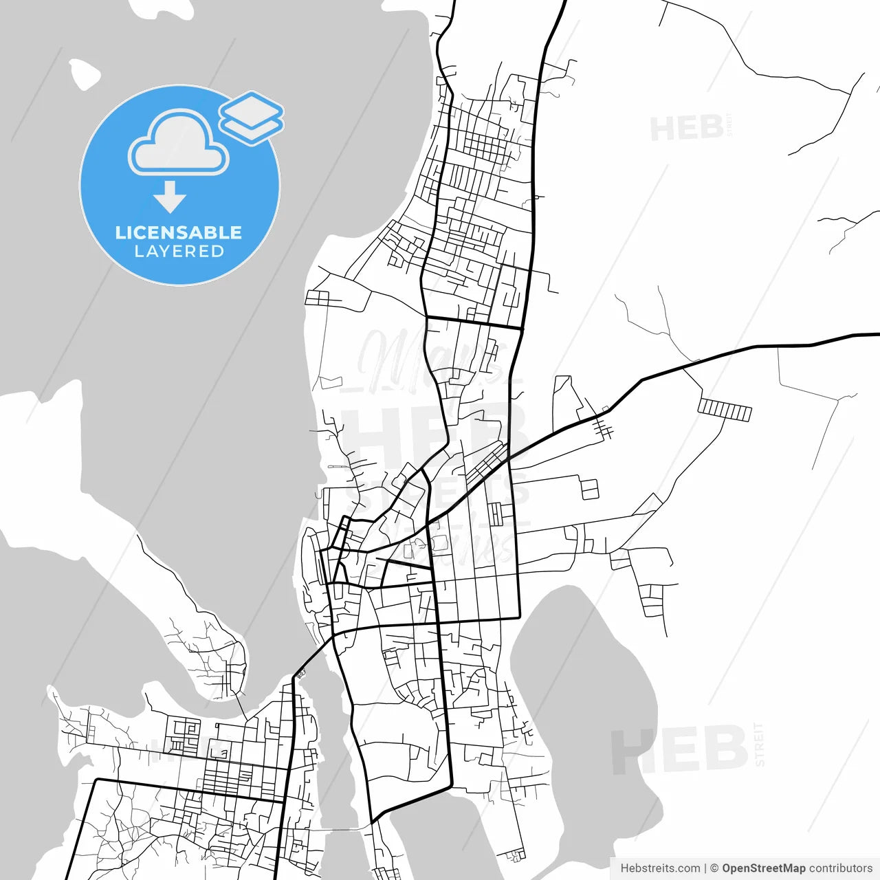 Layered PDF map of Tual, Maluku, Indonesia
