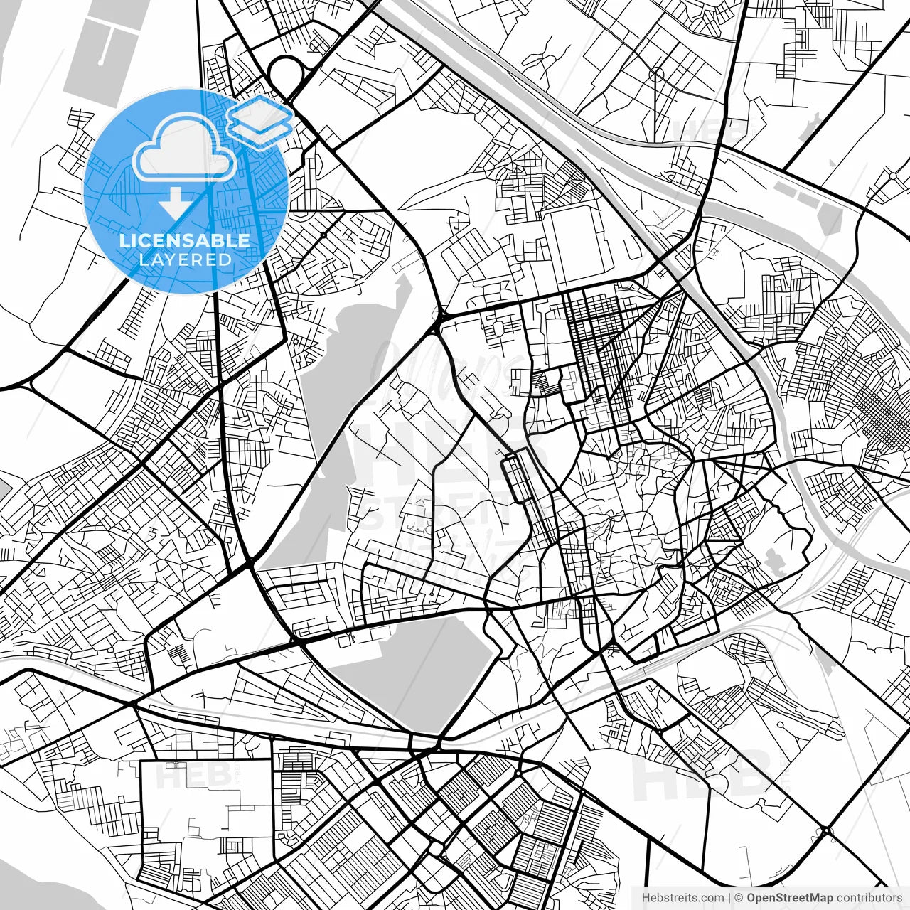 Layered PDF map of Hyderabad, Sindh, Pakistan