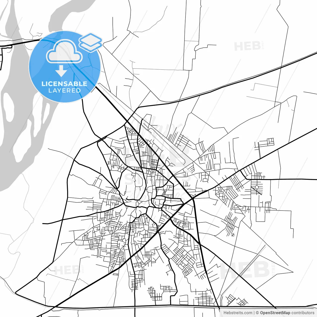 Layered PDF map of Chiniot, Punjab, Pakistan