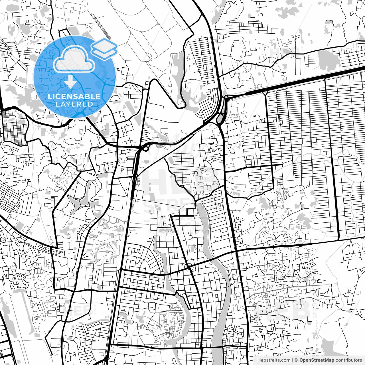 Layered PDF map of Dhaka, Dhaka, Bangladesh