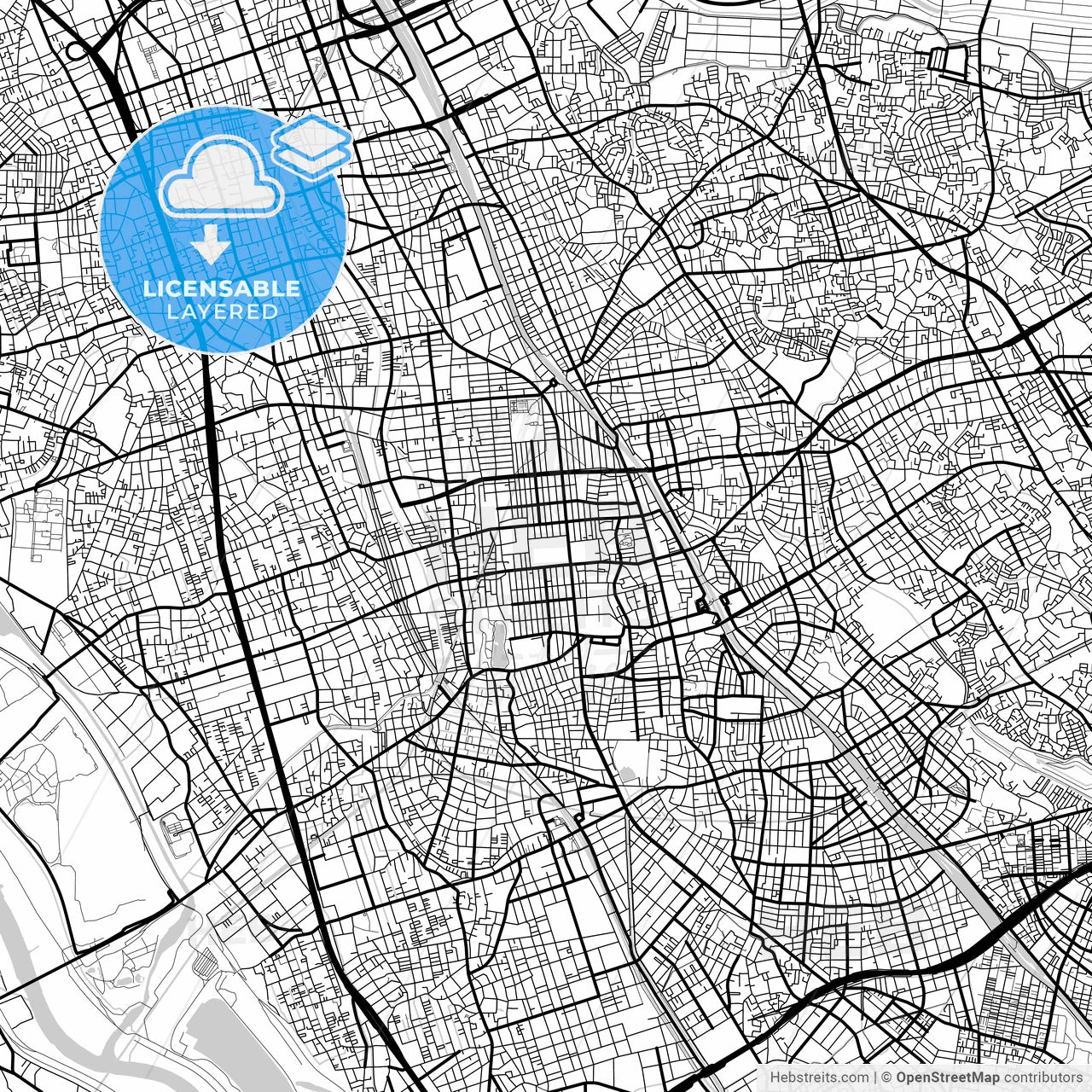 Layered PDF map of Saitama, Saitama, Japan