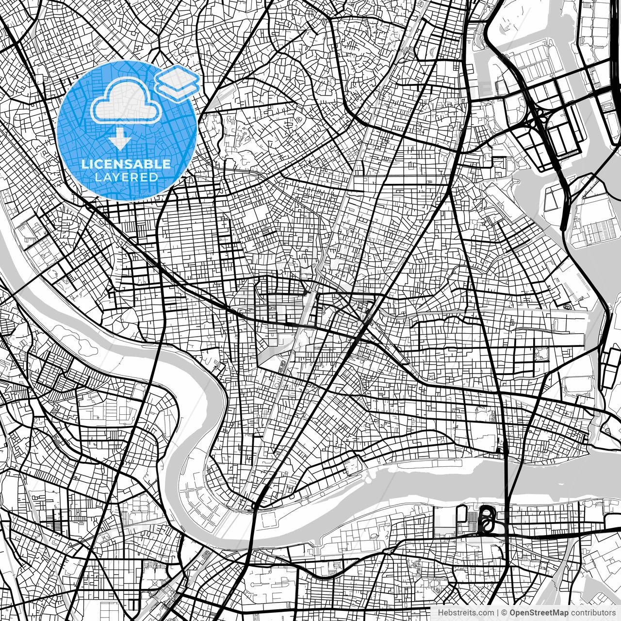 Layered PDF map of Ōta, Tokyo, Japan