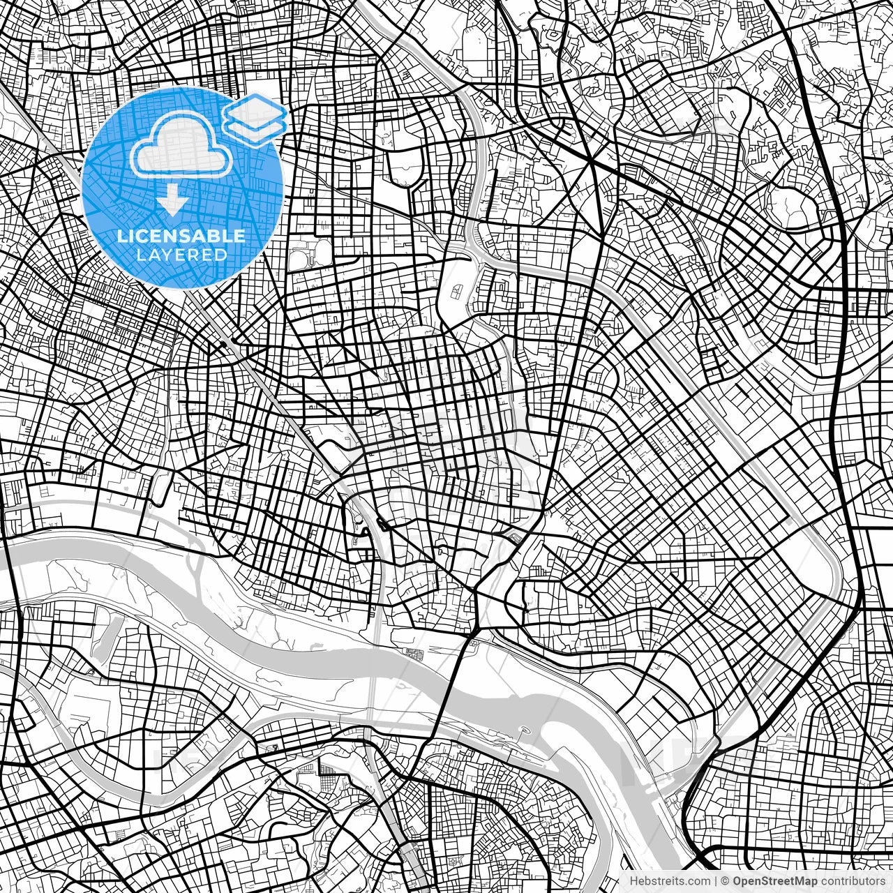 Layered PDF map of Kawaguchi, Saitama, Japan