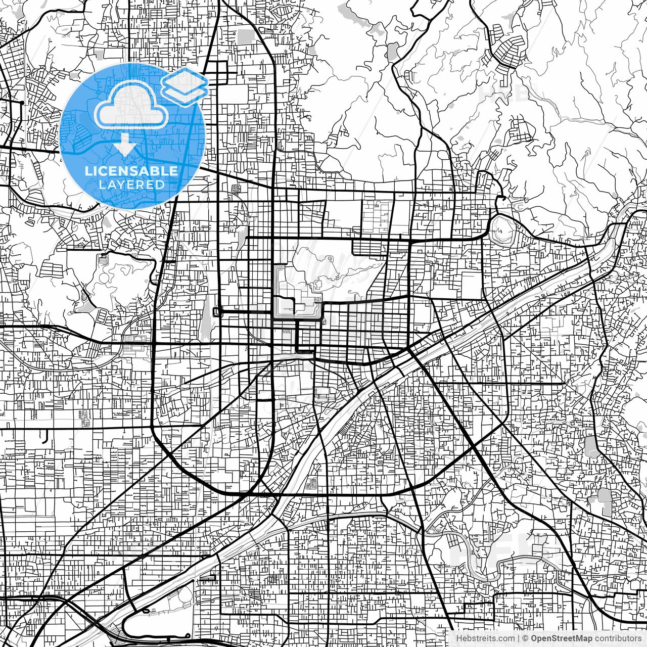 Layered PDF map of Matsuyama, Ehime, Japan