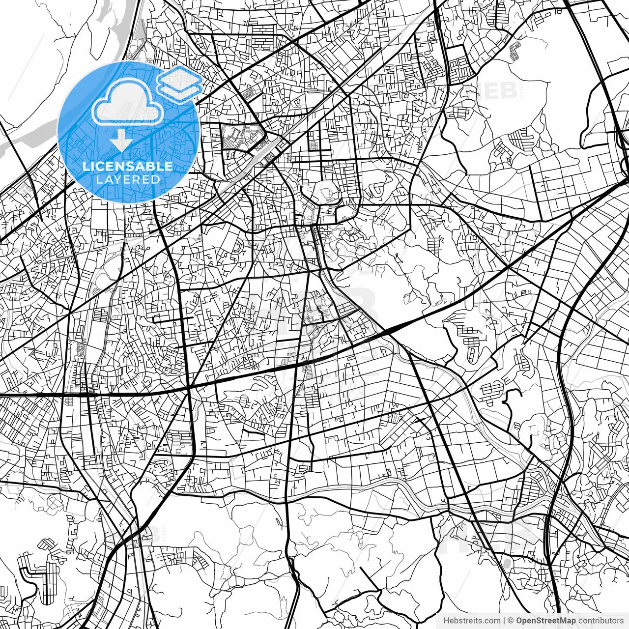 Layered PDF map of Kurashiki, Okayama, Japan