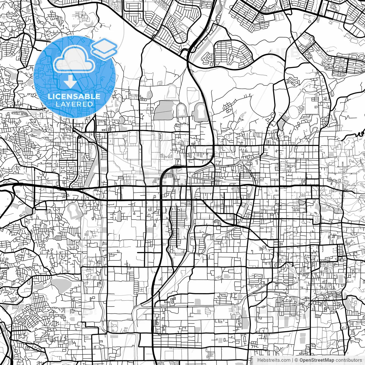 Layered PDF map of Nara, Nara, Japan