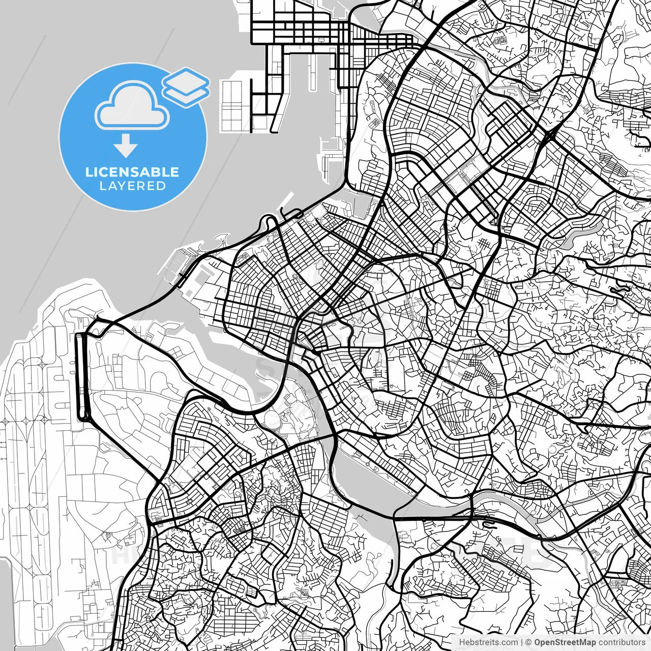 Layered PDF map of Naha, Okinawa, Japan