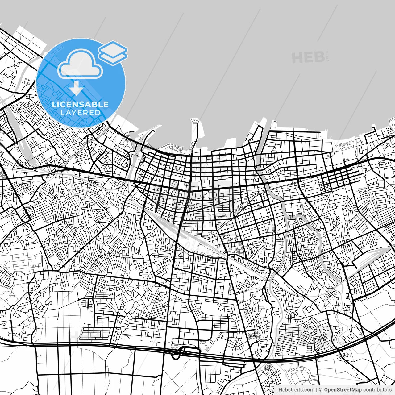 Layered PDF map of Aomori, Aomori, Japan