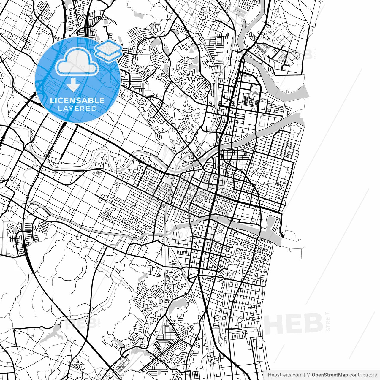 Layered PDF map of Tsu, Mie, Japan