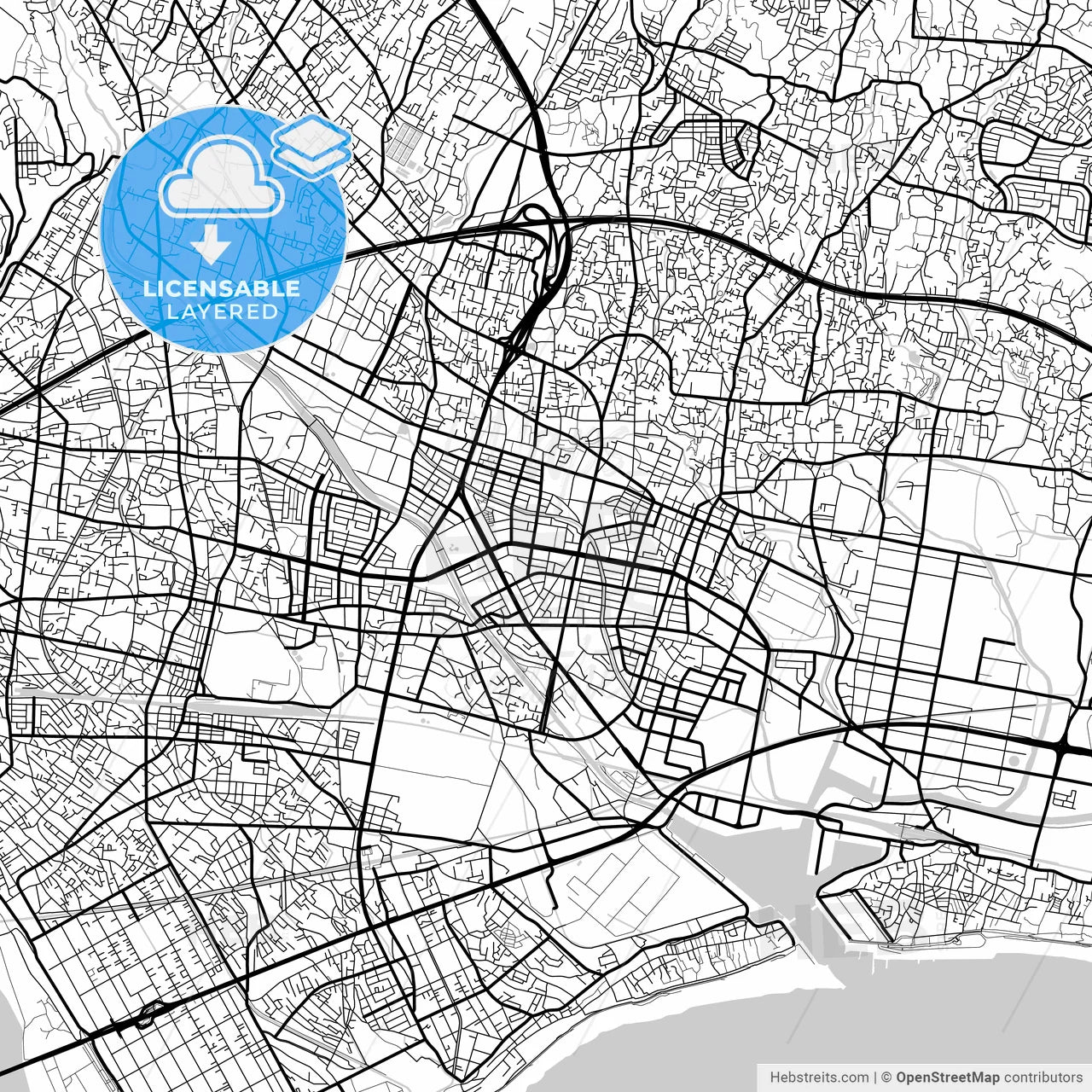Layered PDF map of Fuji, Shizuoka, Japan