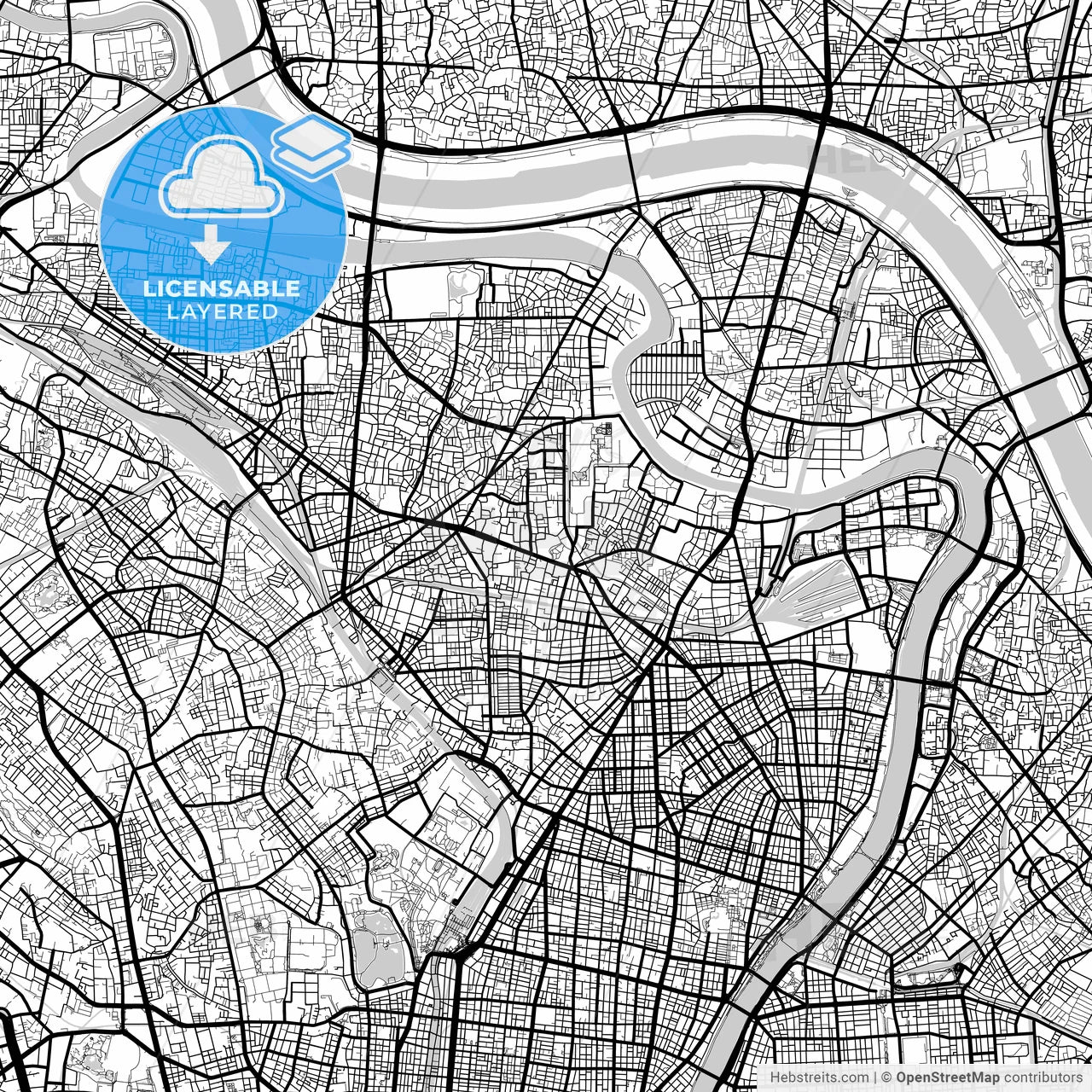 Layered PDF map of Arakawa, Tokyo, Japan