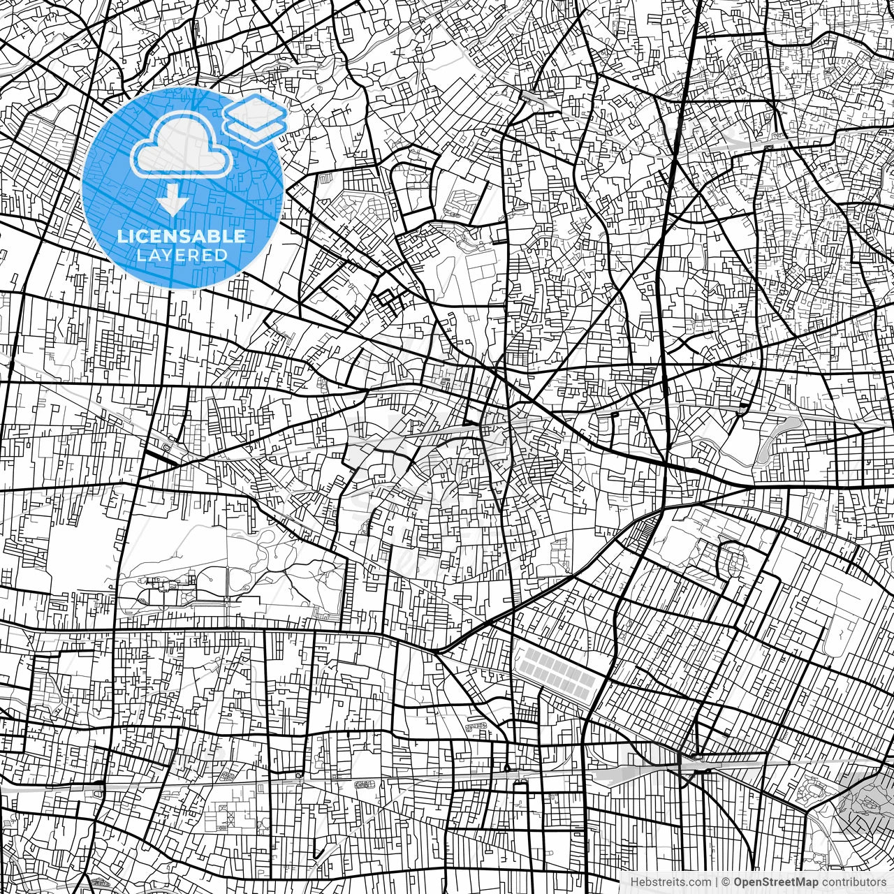 Layered PDF map of Nishitōkyō, Tokyo, Japan