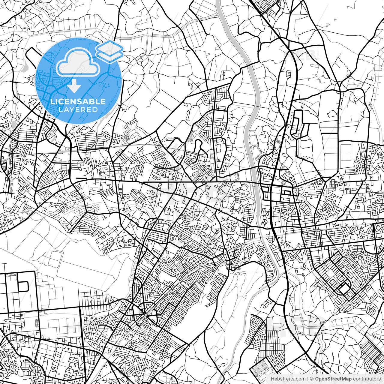 Layered PDF map of Yachiyo, Chiba, Japan