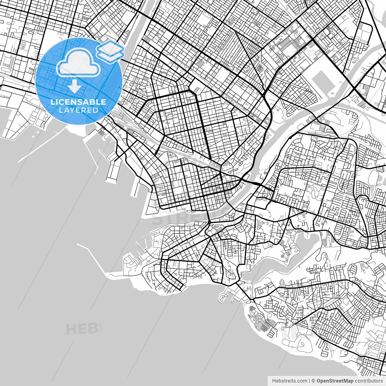 Layered PDF map of Kushiro, Hokkaidō, Japan
