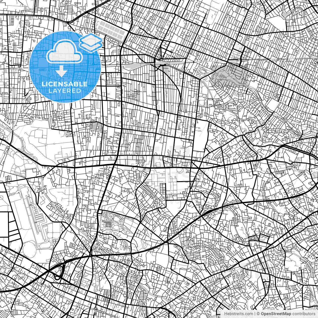 Layered PDF map of Mitaka, Tokyo, Japan