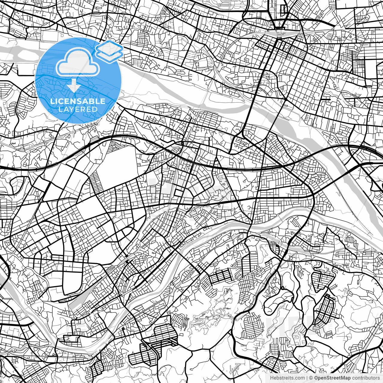 Layered PDF map of Hino, Tokyo, Japan