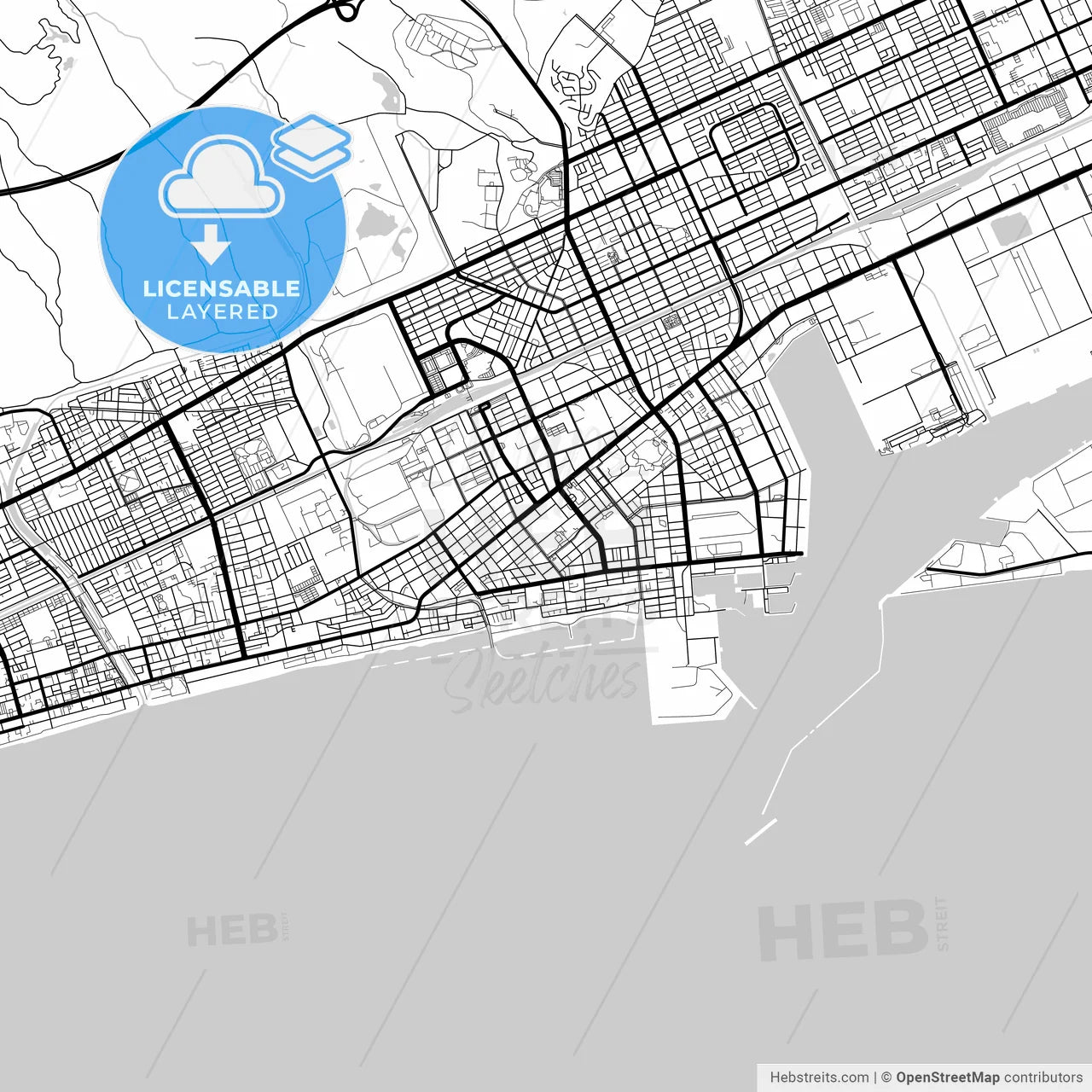 Layered PDF map of Tomakomai, Hokkaidō, Japan