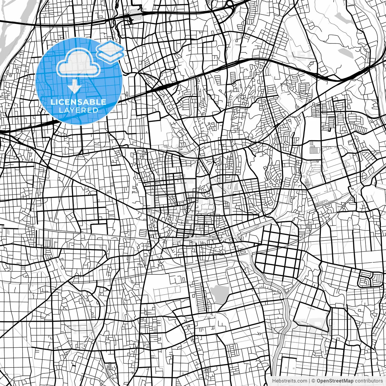 Layered PDF map of Iwata, Shizuoka, Japan