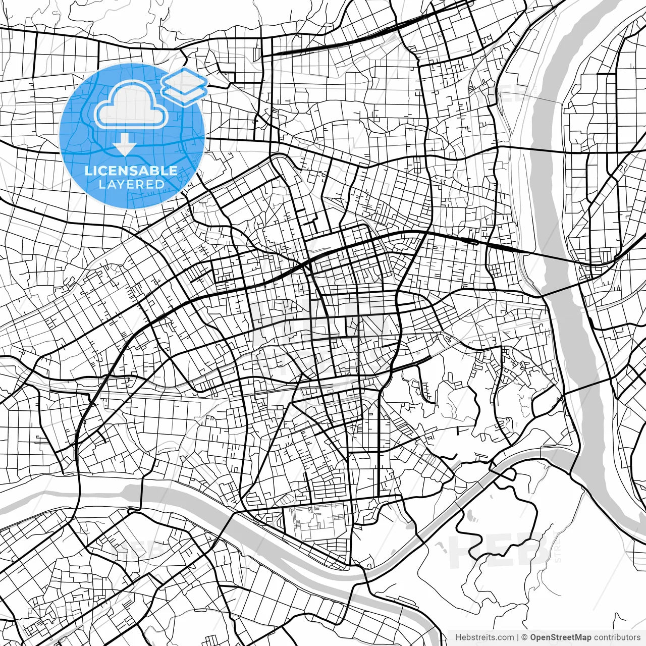Layered PDF map of Izumo, Shimane, Japan