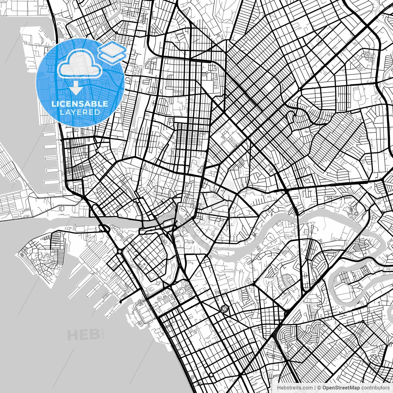 Layered PDF map of Manila, Philippines