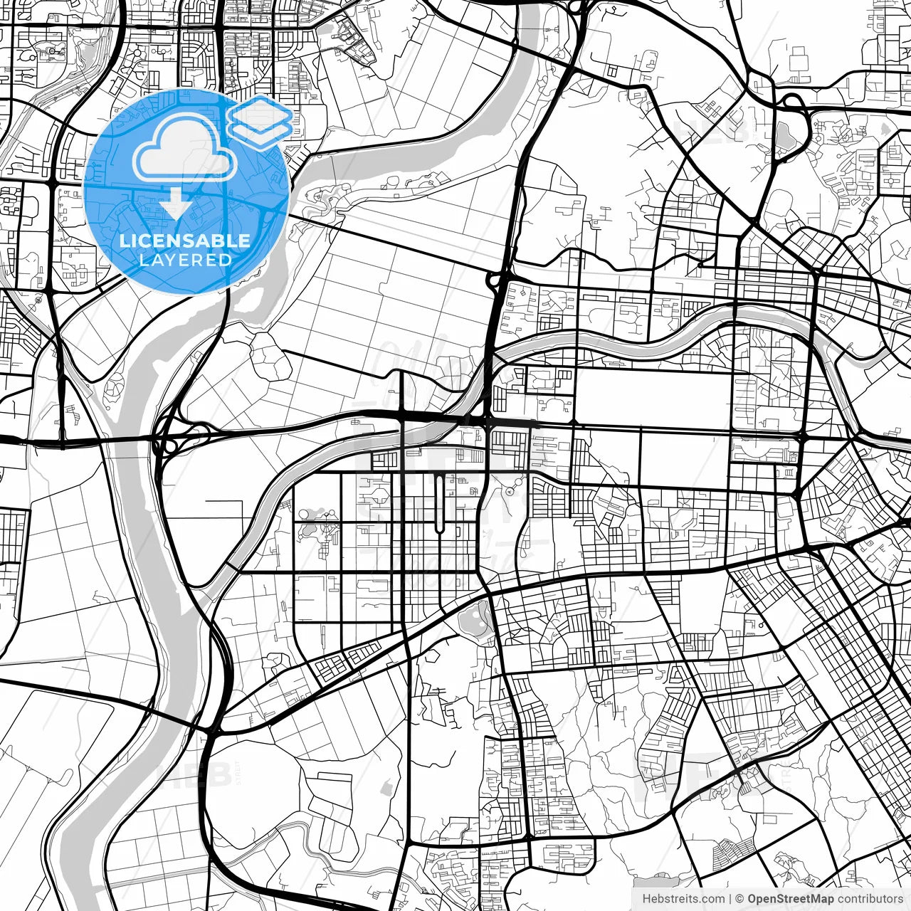 Layered PDF map of Gwangju, South Korea