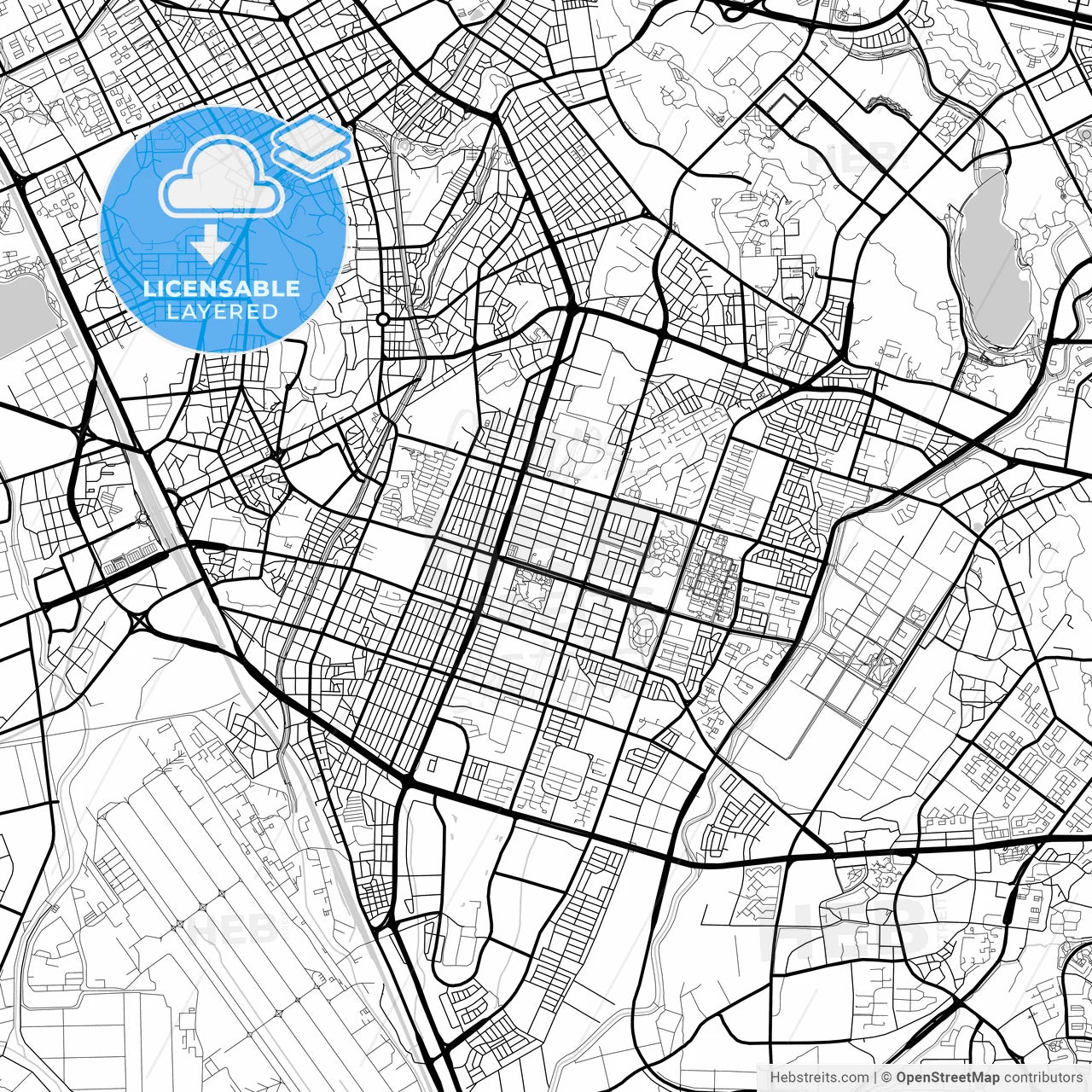 Layered PDF map of Suwon, Gyeonggi, South Korea