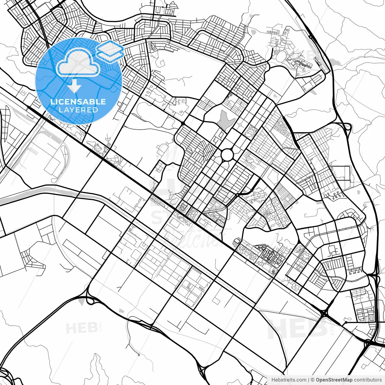 Layered PDF map of Changwon, South Gyeongsang, South Korea