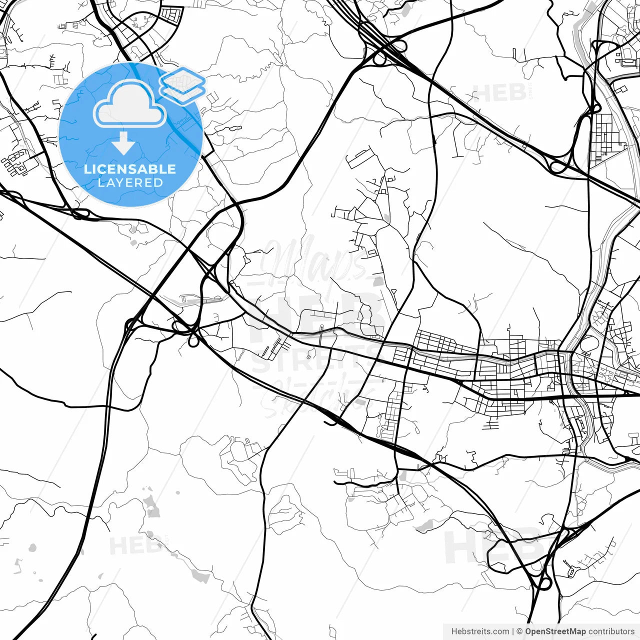 Layered PDF map of Yongin, Gyeonggi, South Korea