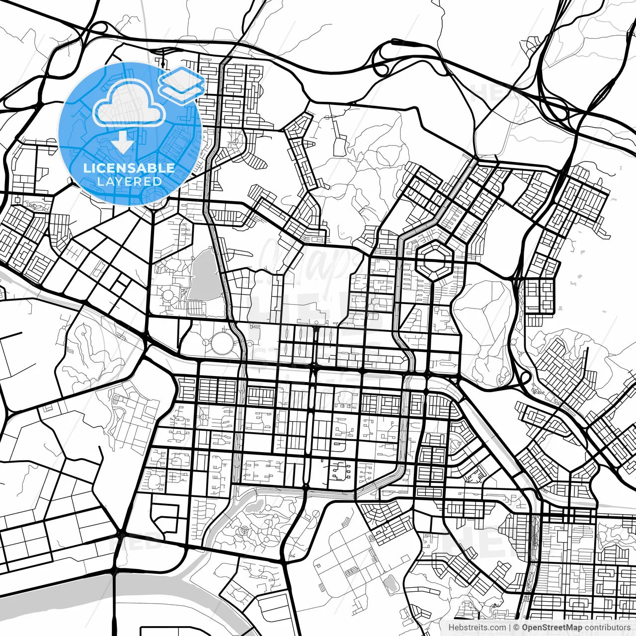 Layered PDF map of Ansan, Gyeonggi, South Korea