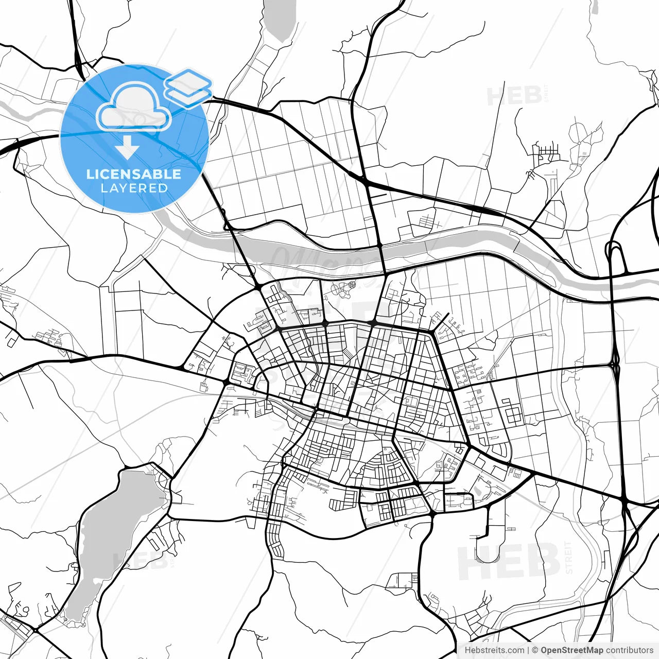 Layered PDF map of Asan, South Chungcheong, South Korea