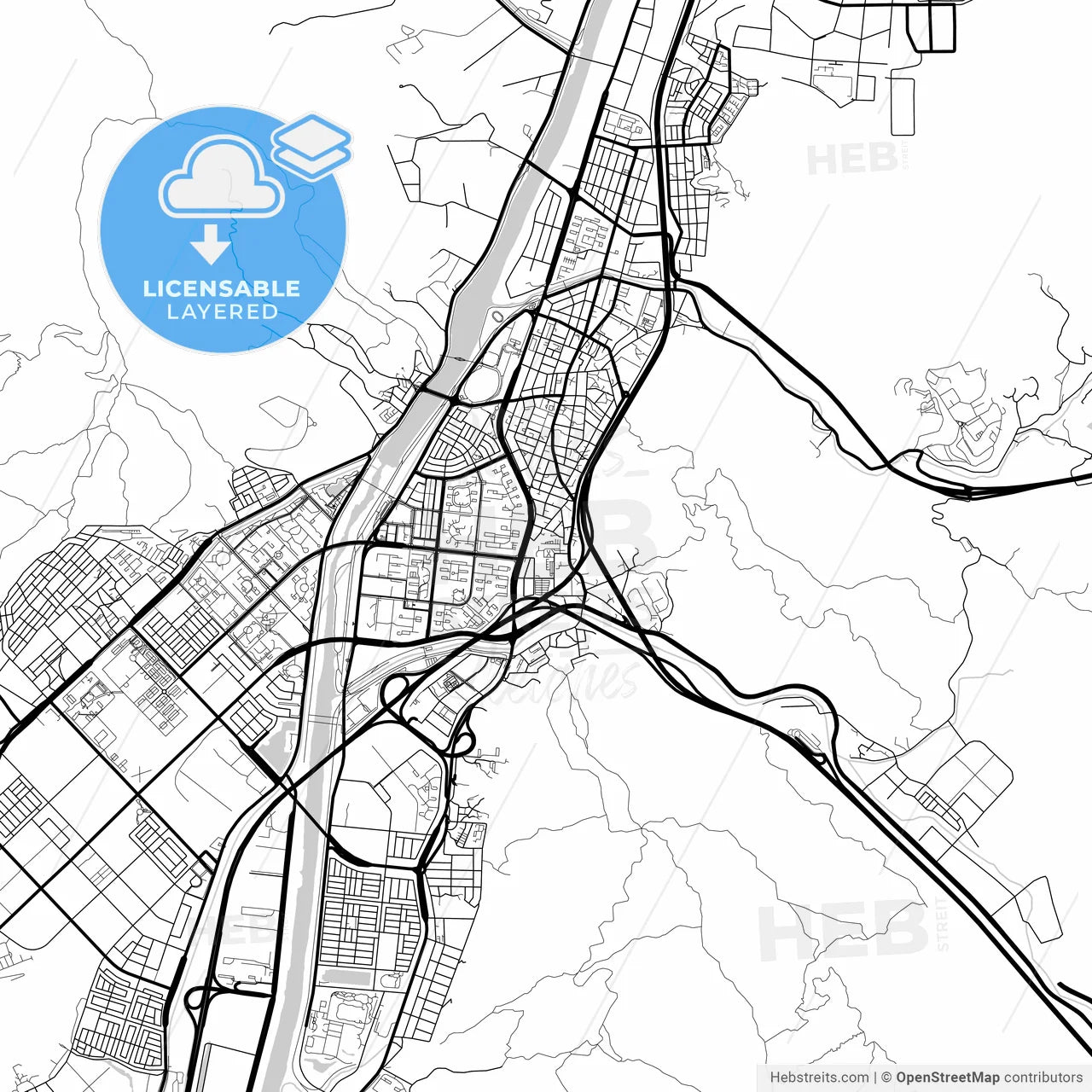 Layered PDF map of Yangsan, South Gyeongsang, South Korea