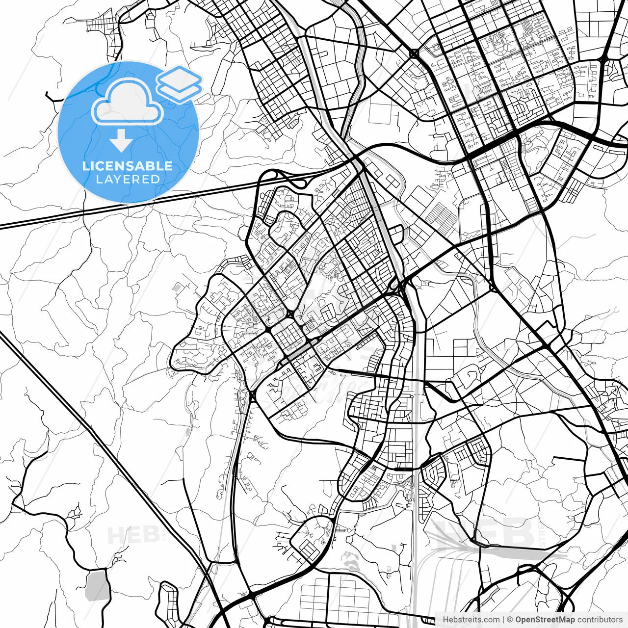 Layered PDF map of Gunpo, Gyeonggi, South Korea