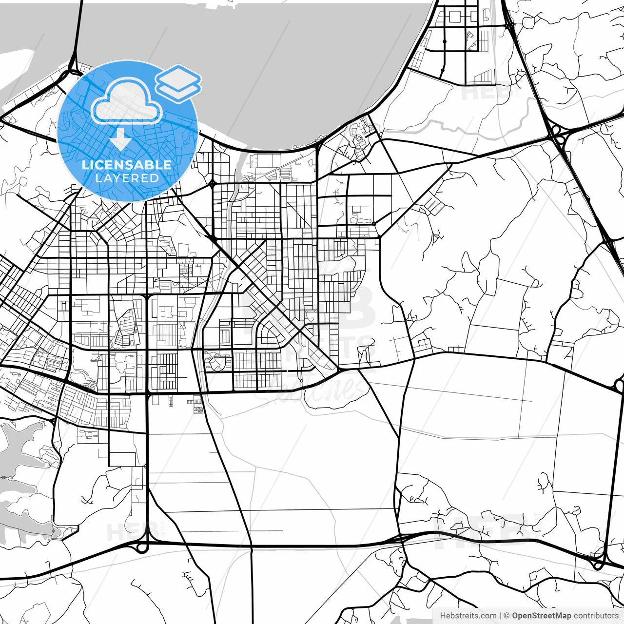 Layered PDF map of Gunsan, North Jeolla, South Korea