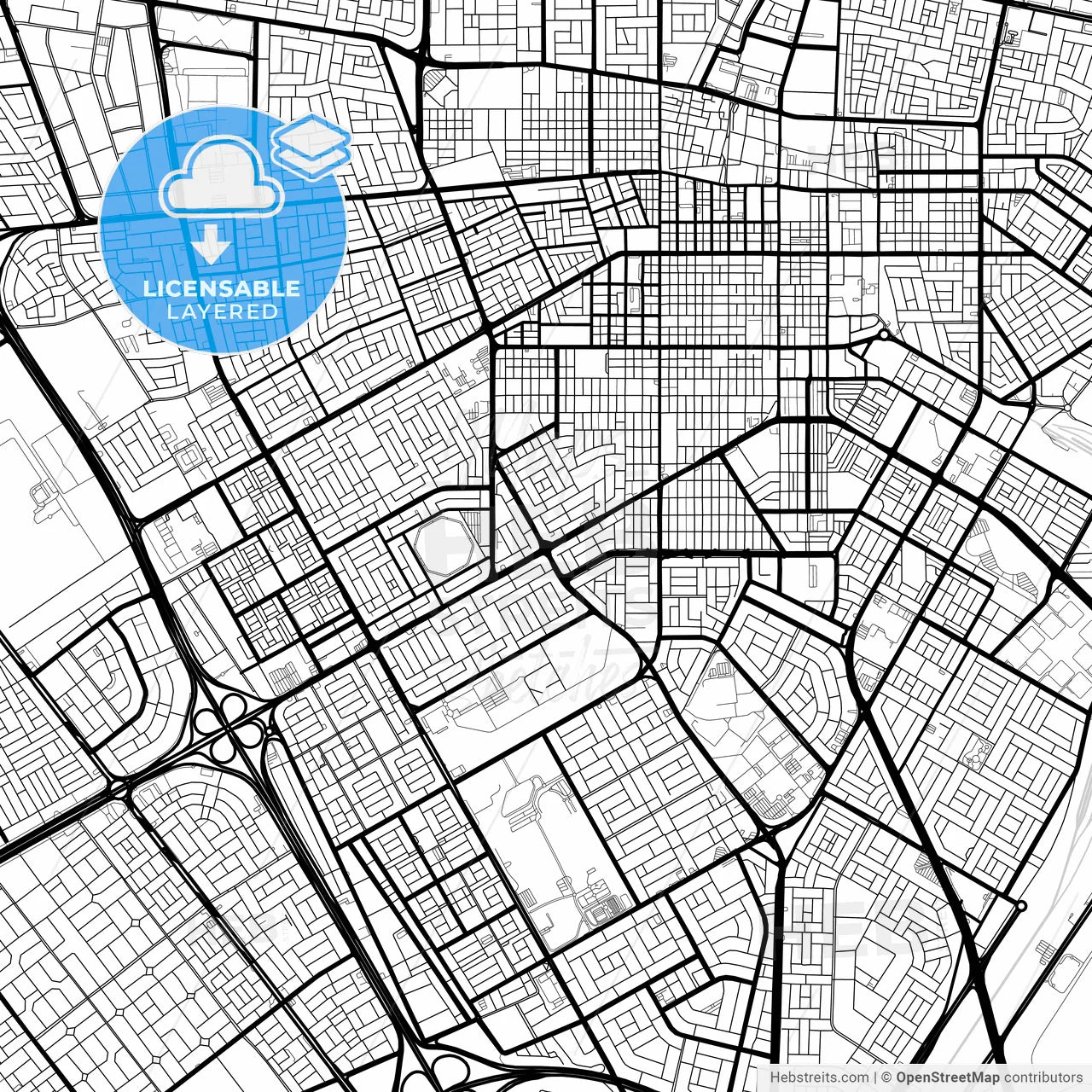 Layered PDF map of Dammam, Saudi Arabia