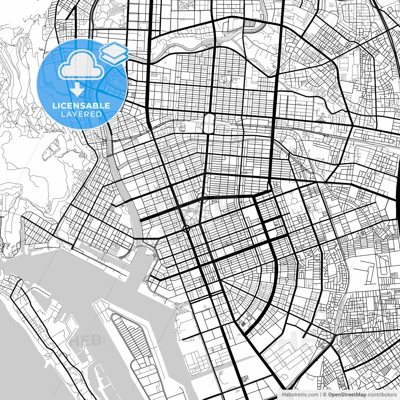 Layered PDF map of Kaohsiung, Taiwan
