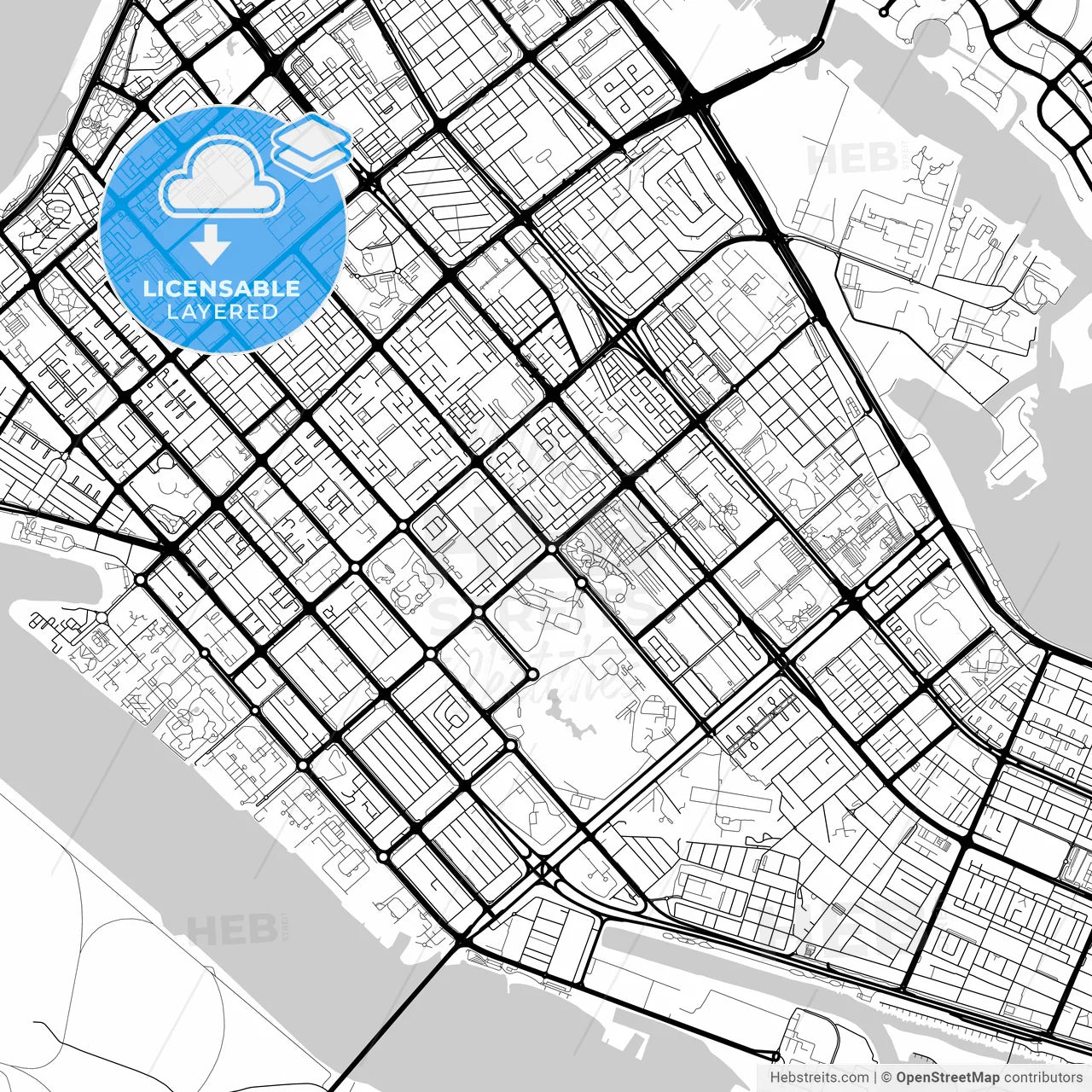 Layered PDF map of Abu Dhabi , United Arab Emirates